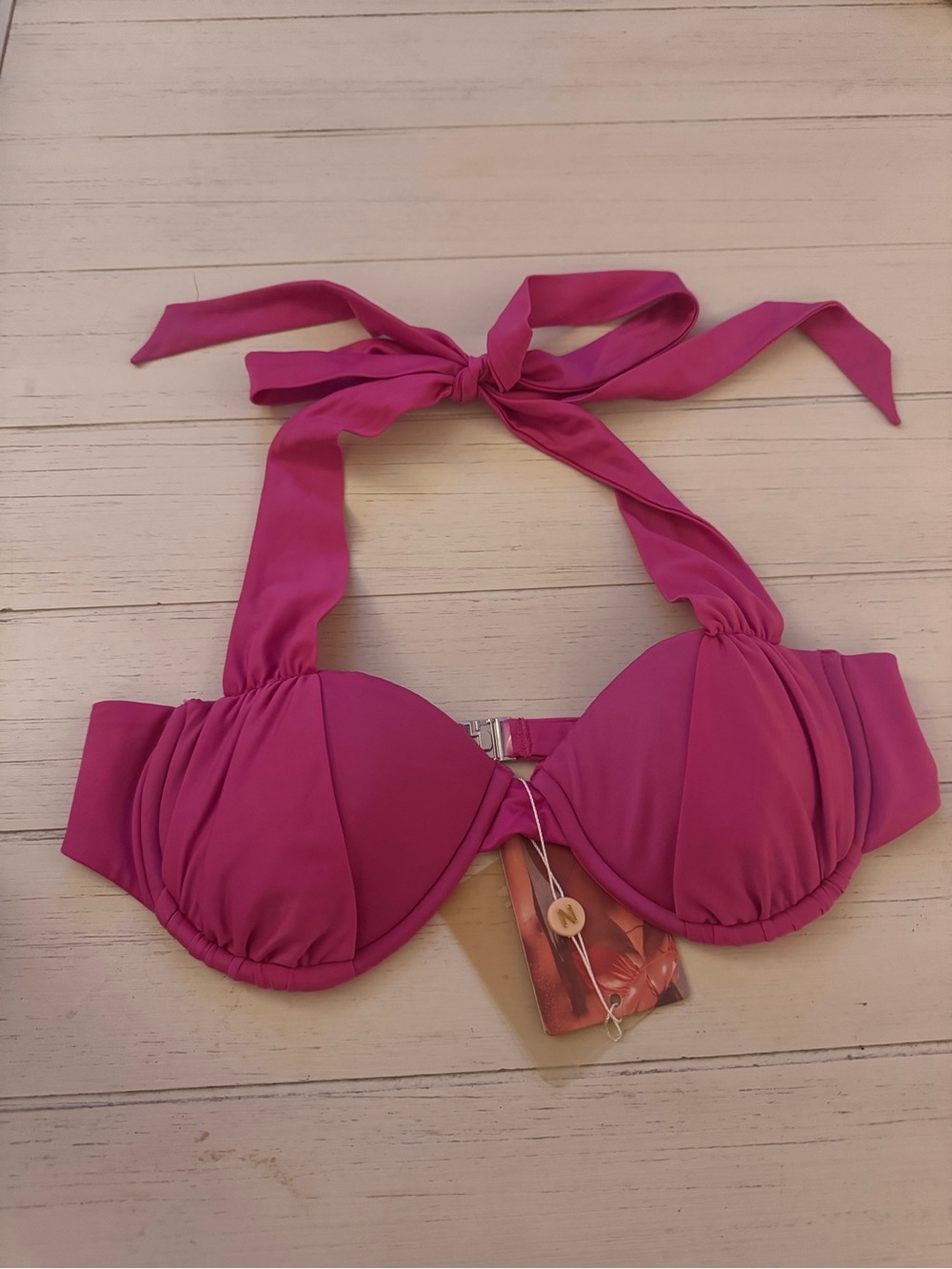Halter Push-Up Bikini Top in Fuchsia
